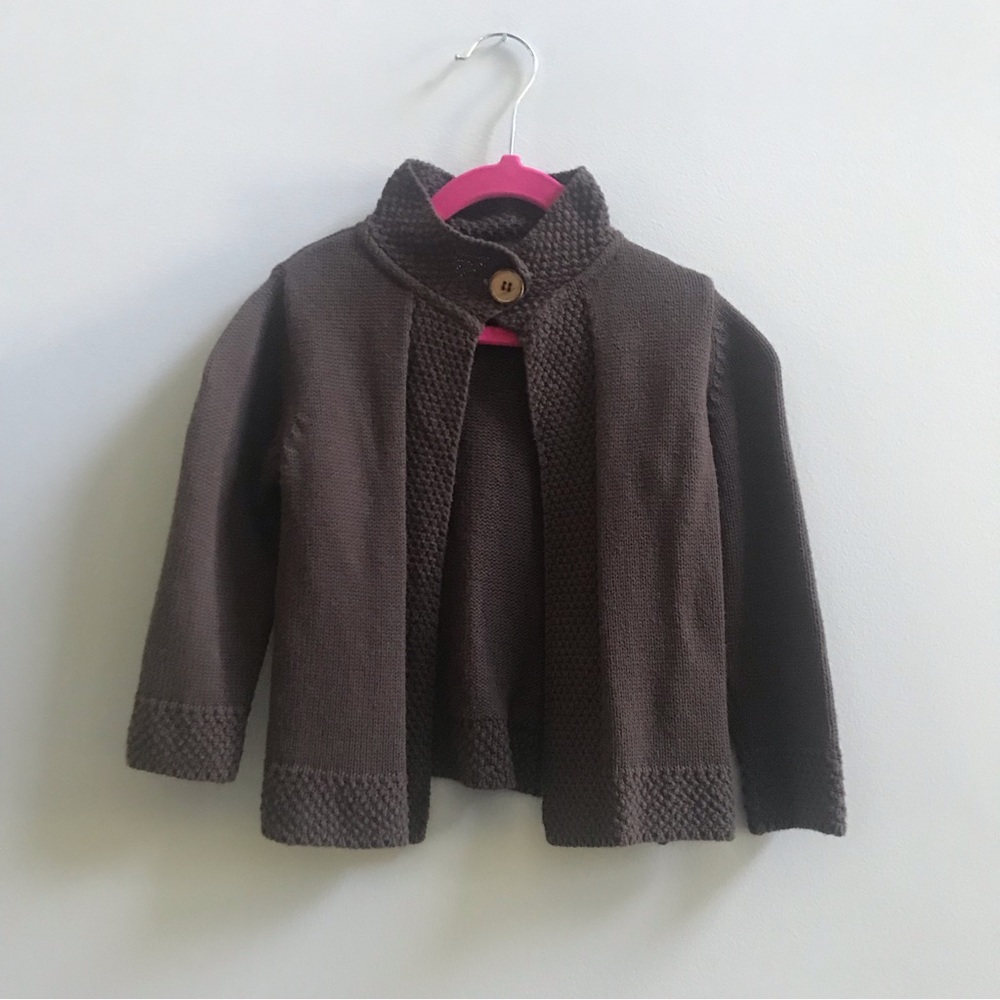 Neck & Neck Brown Wool Blend Cardigan Sweater, Size 2-3 Years.
